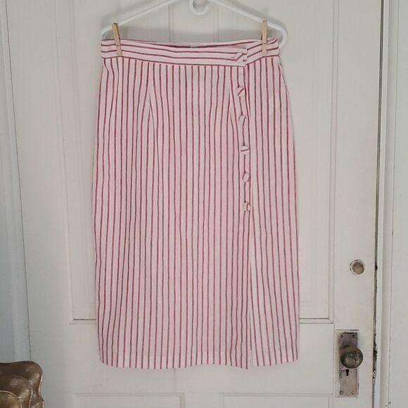 Forever 21 Striped Linen Blend Midi Skirt - Picture 2 of 7